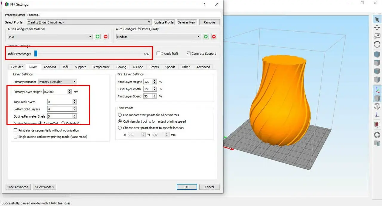 پرینت سه بعدی تو خالی در Simplify3D