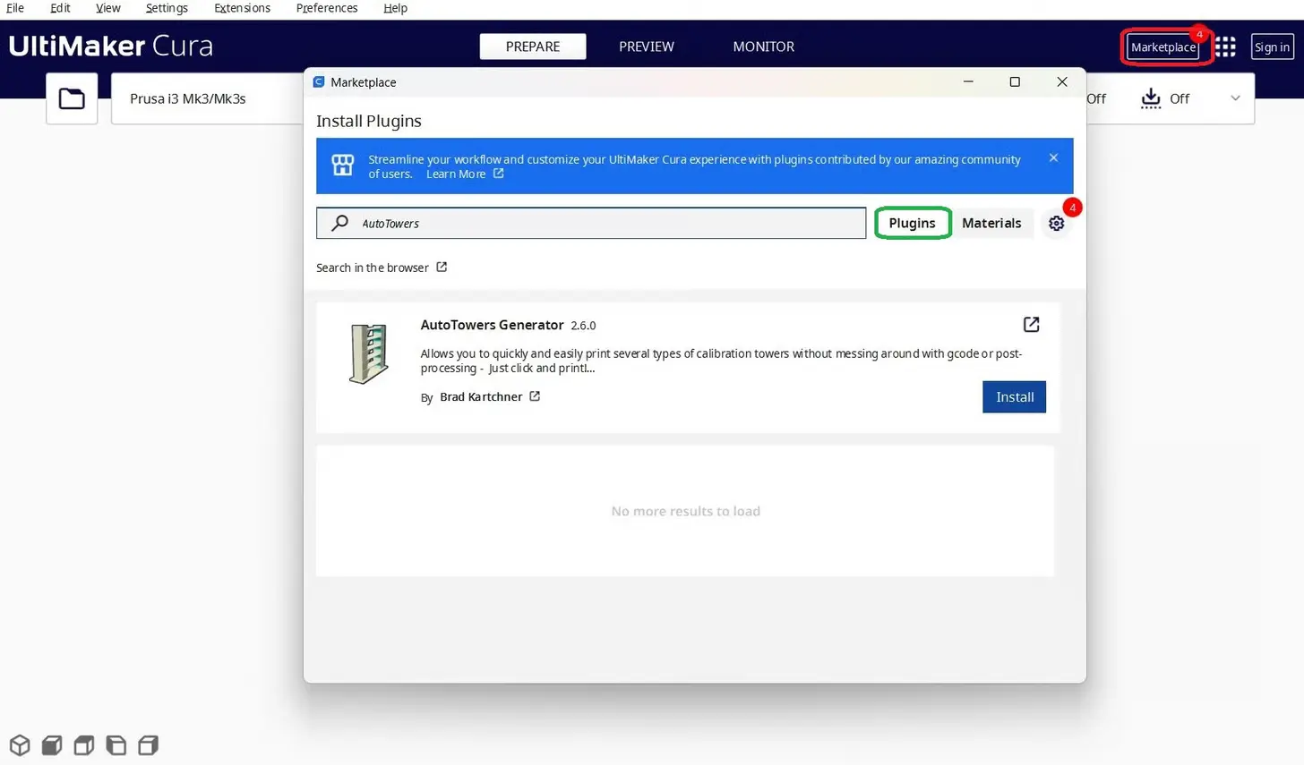 نحوه استفاده از برج دما در Cura با استفاده از افزونه AutoTowers