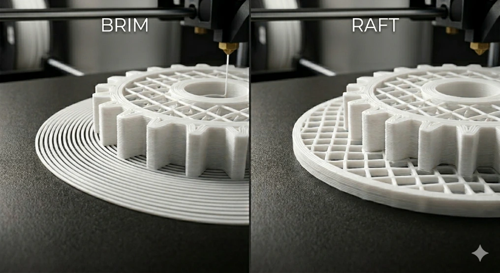 جلوگیری از تاب برداشتن قطعه در پرینت سه بعدی با استفاده از Brim و Raft