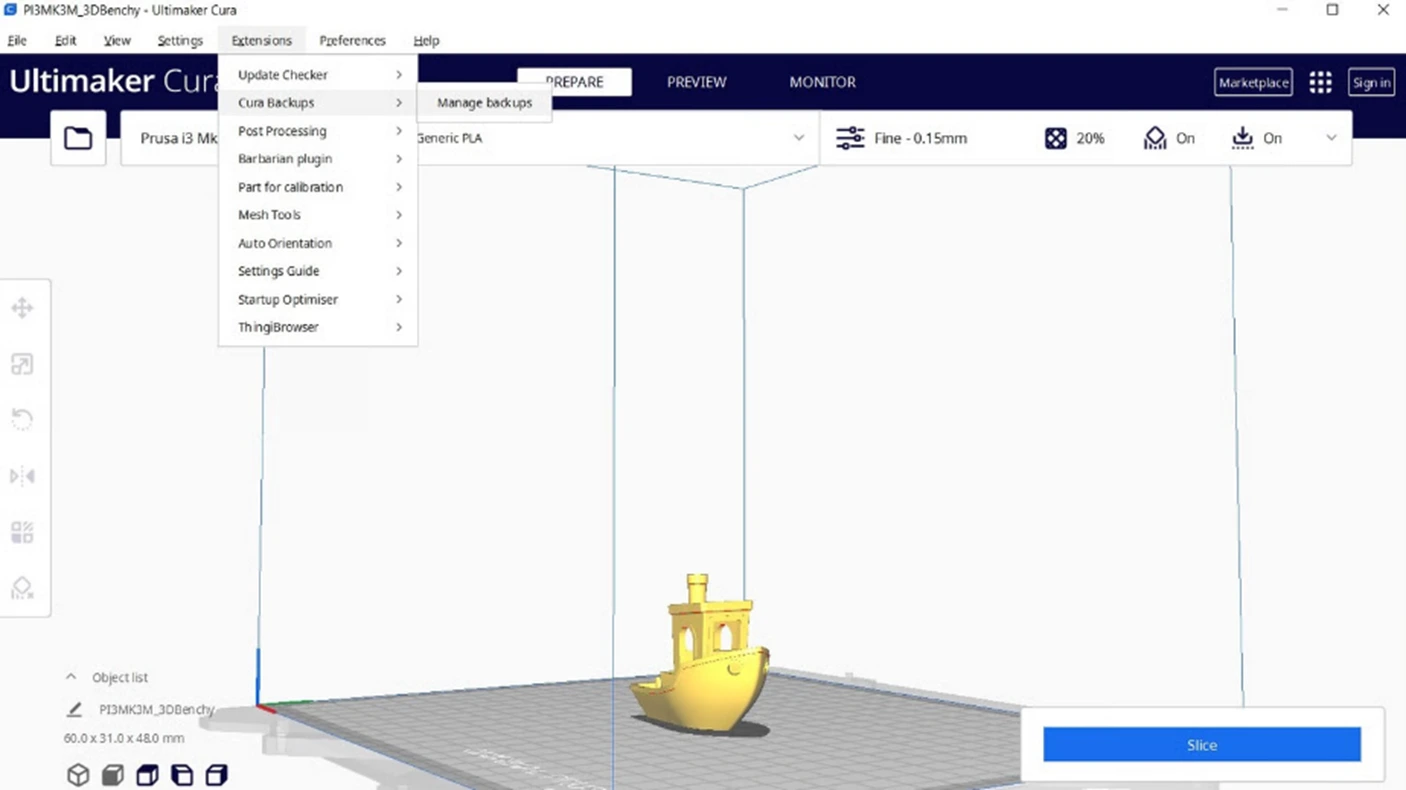 Cura Backups: افزونه ای برای همگام‌سازی تنظیمات چاپ در فضای ابری