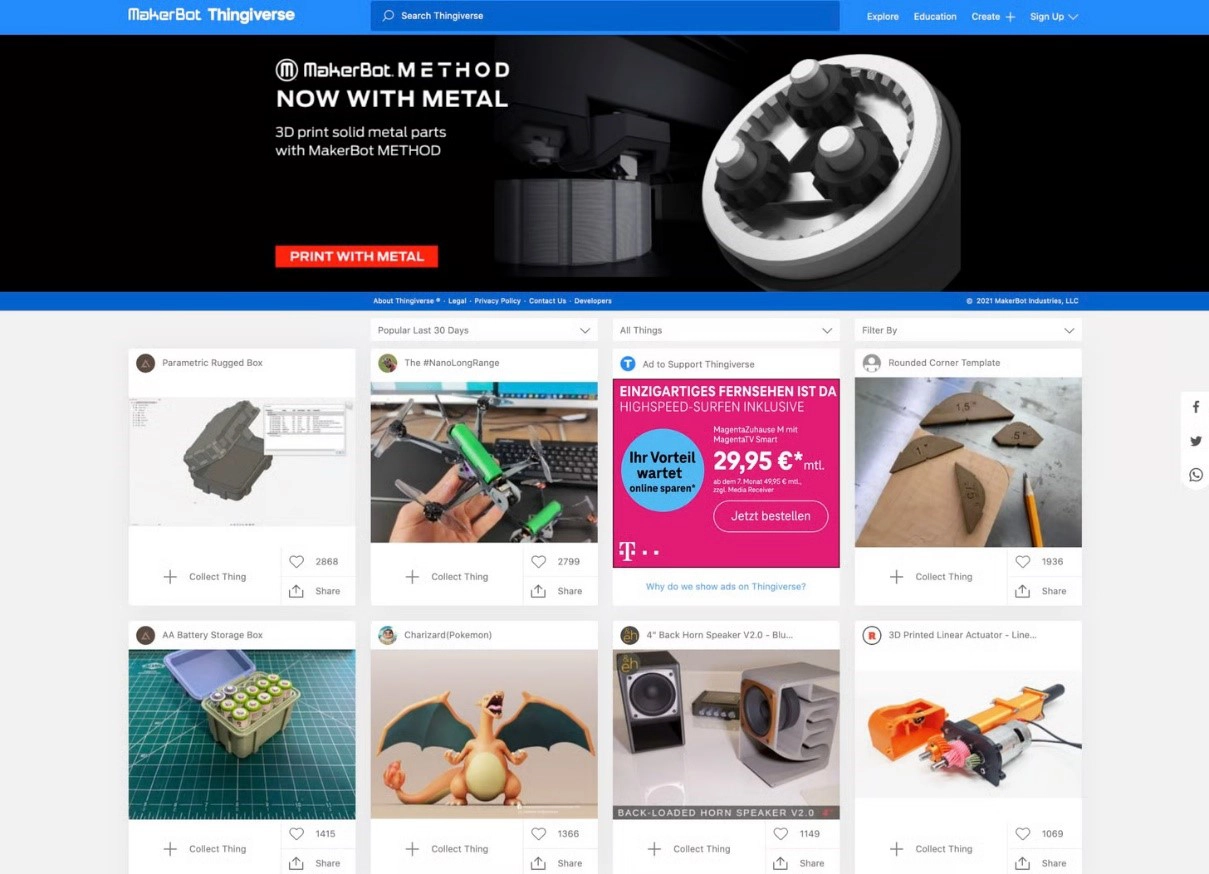 Thingiverse بزرگترین سایت دانلود فایل STL رایگان