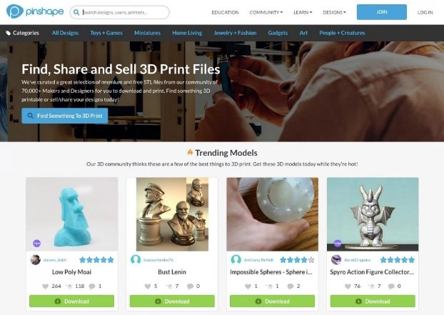 Pinshapeاز بهترین سایت های دانلود فایل STL رایگان برای پرینتر سهبعدی