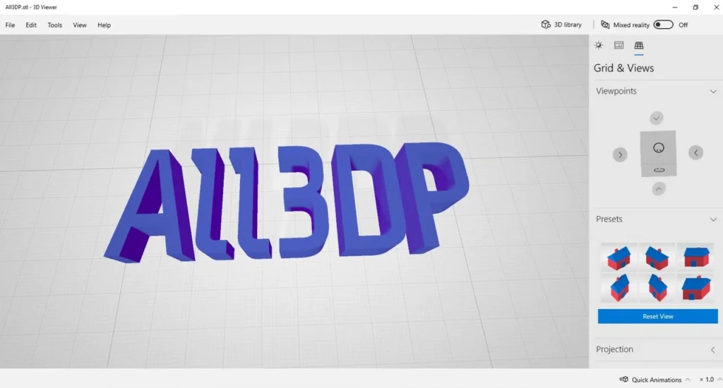 باز کردن فایل STL در ویندوز با 3dviewer