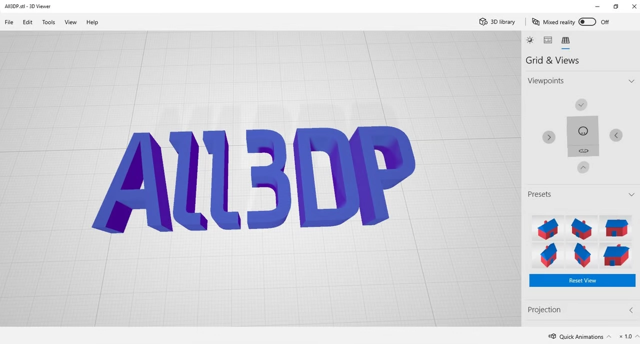 باز کردن فایل STL در ویندوز با 3dviewer