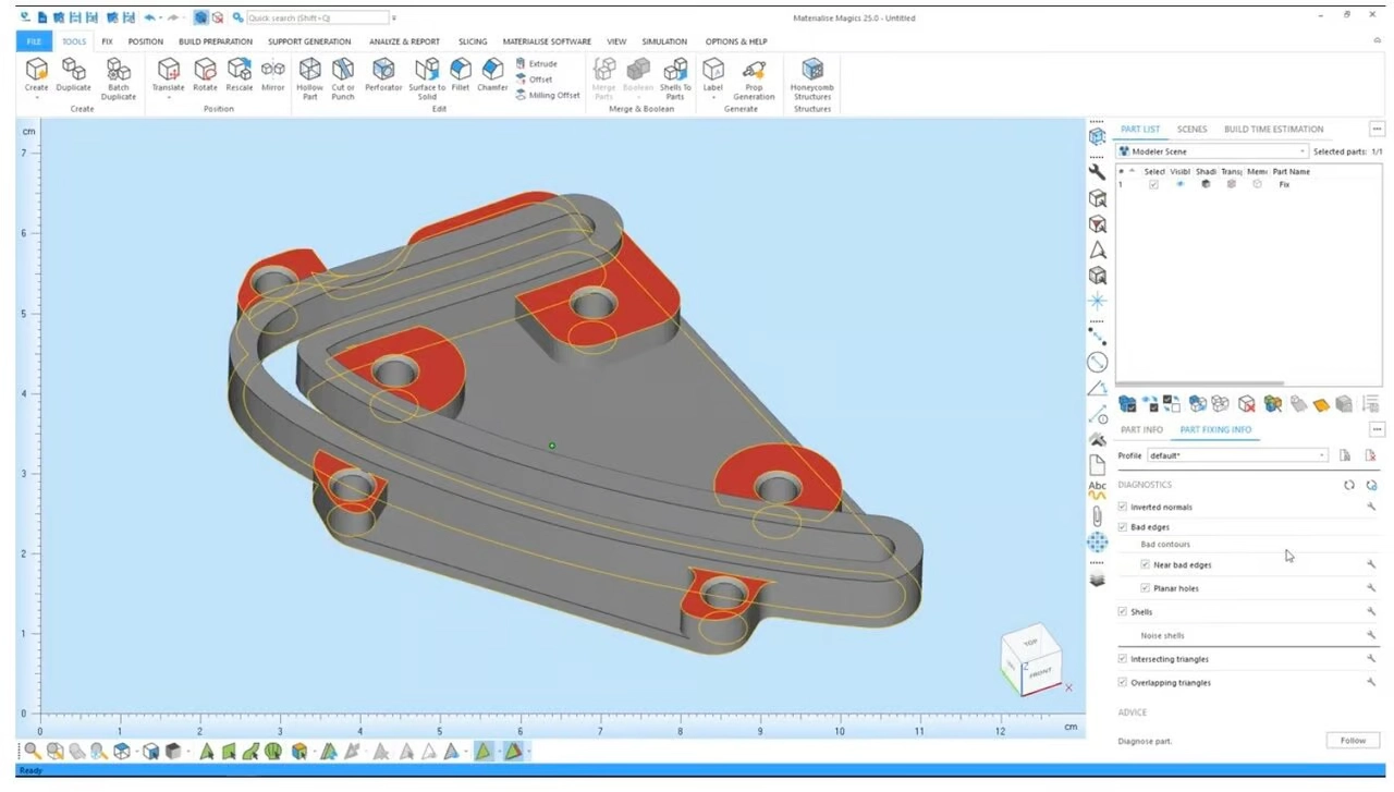 Materialise Magics یکی از نرم افزارهای ویرایش فایل STL پیشرفته